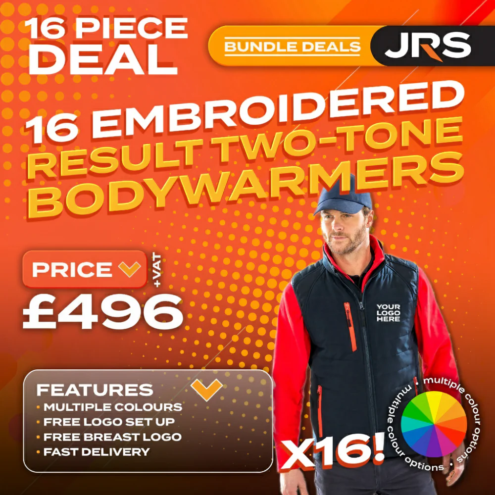 16x Embroidered Result Two-Tone Bodywarmer/Gilet with Company Logo