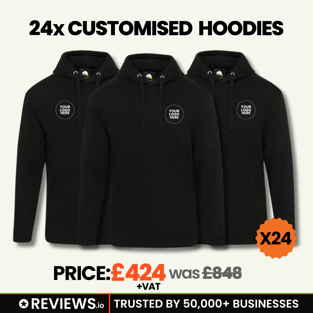 24x Personalised Embroidered Hoodies with Free Logo