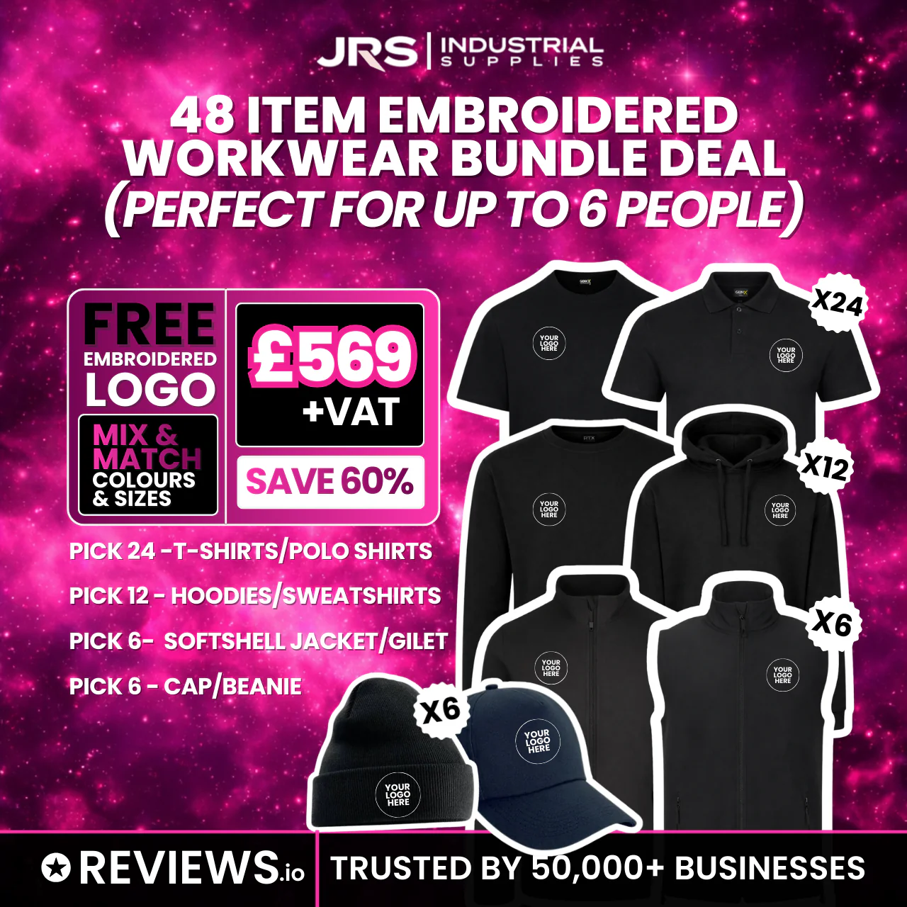 48 Item Embroidered/Printed Workwear Bundle Deal