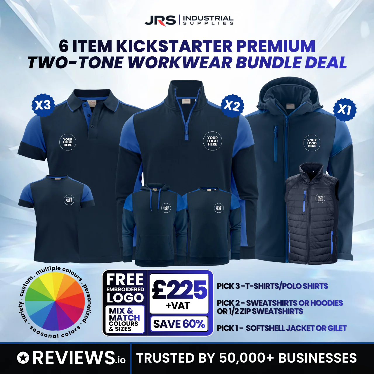 6 Item Kickstarter Premium Embroidered Two-Tone Workwear Bundle Deal