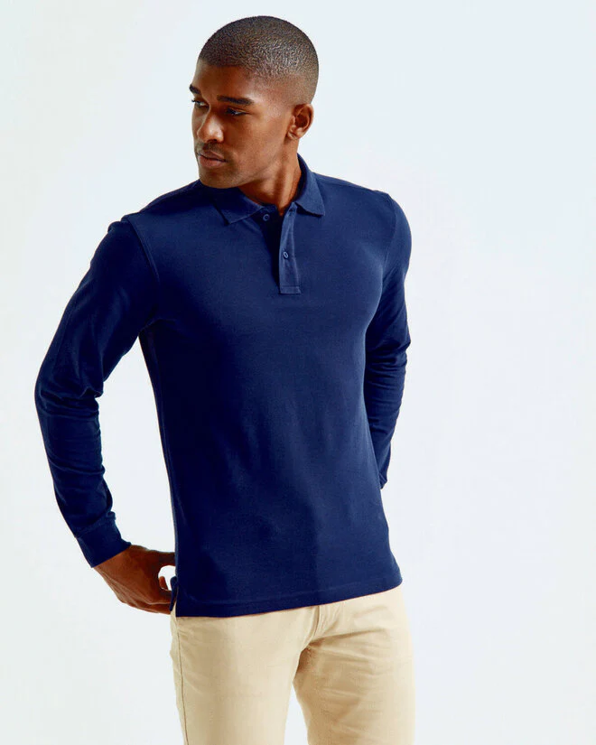 Asquith And Fox Mens Classic Fit Long Sleeve Polo - Image 3