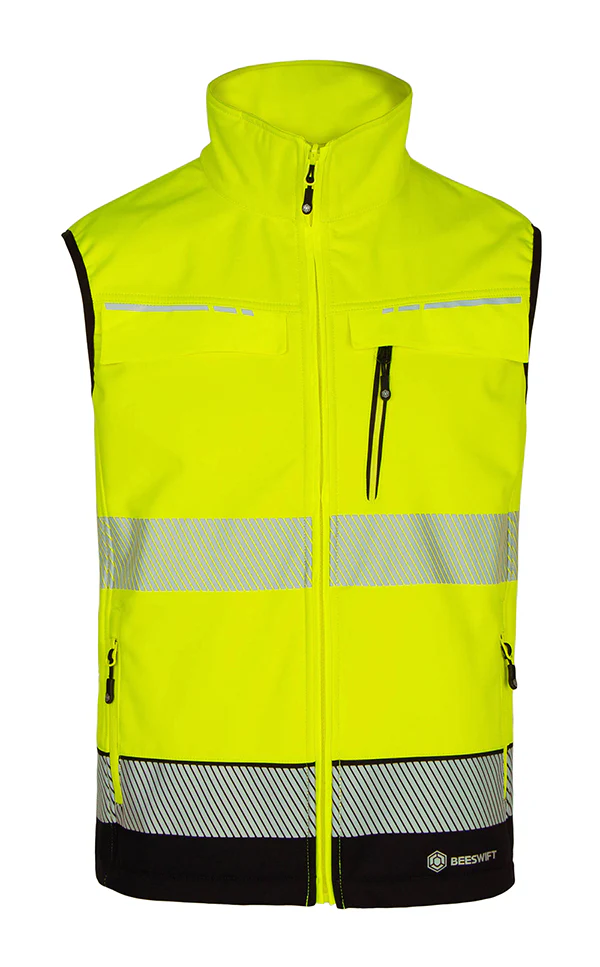 Deltic Beeswift Two-Tone Hi-Vis Softshell Rail Bodywarmer - Image 2