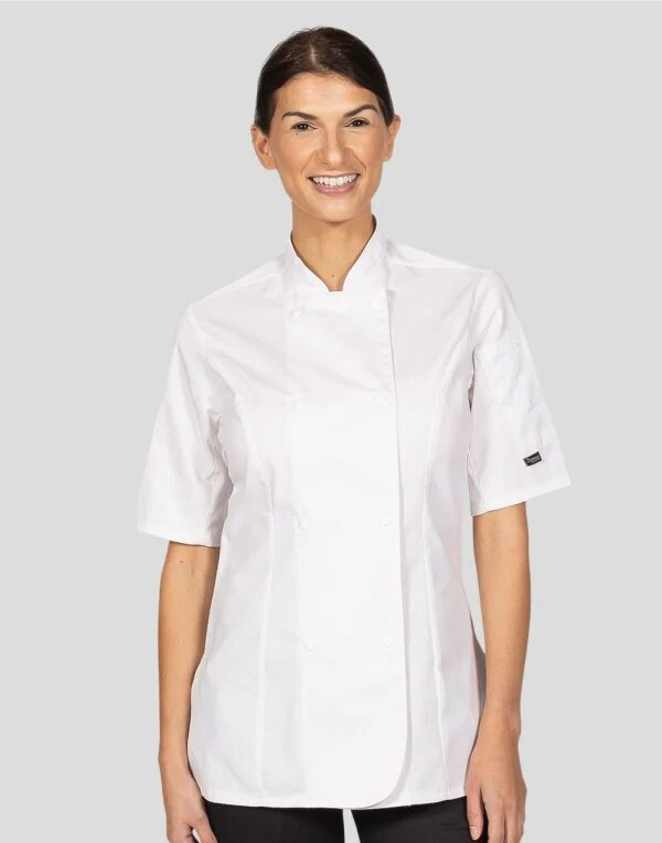 Dennys Ladies' Short Sleeve Fitted Chef'S Jacket