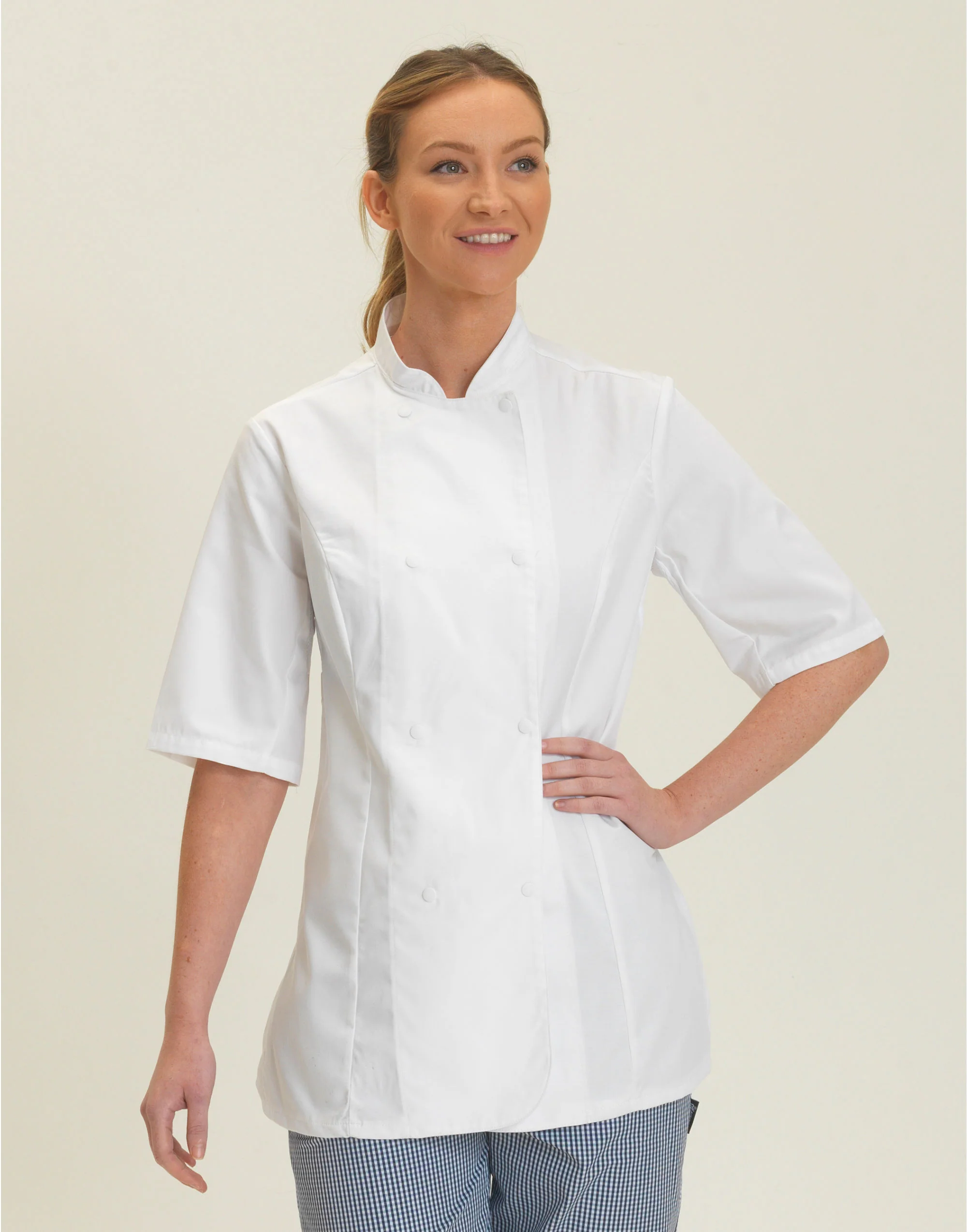 Dennys Ladies' Short Sleeve Fitted Chef'S Jacket - Image 3