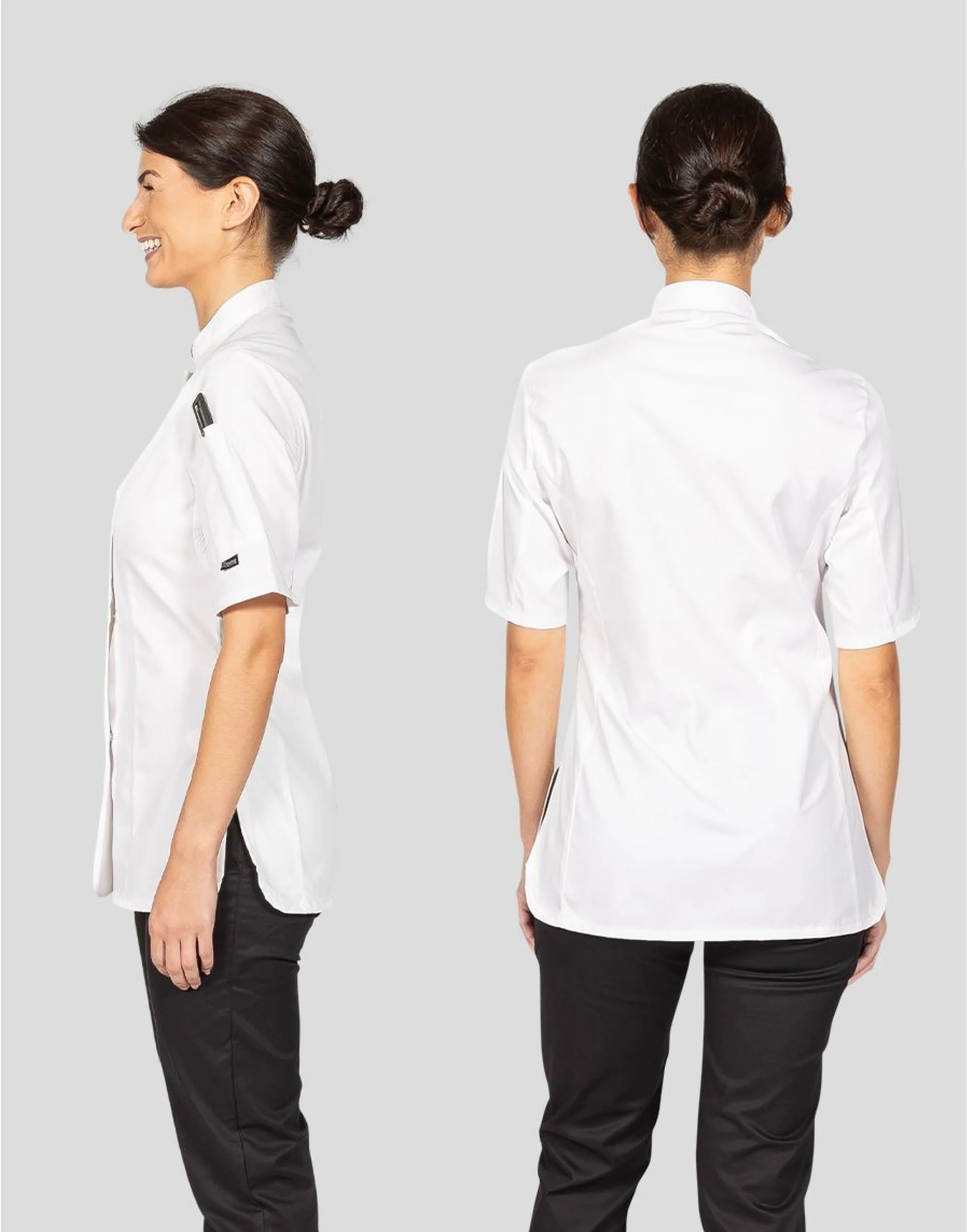 Dennys Ladies' Short Sleeve Fitted Chef'S Jacket - Image 4