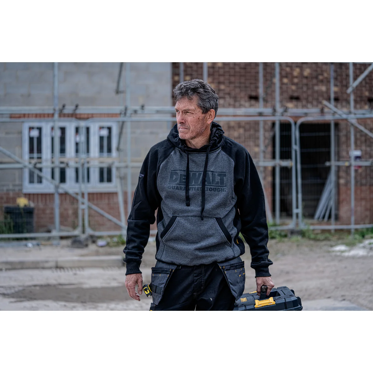 DeWalt Grey Marl/Black Hooded Sweatshirt - Image 5