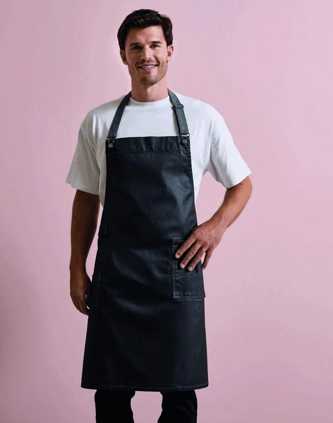 Premier Workwear District Waxed Look Denim Bib Apron - PR134M