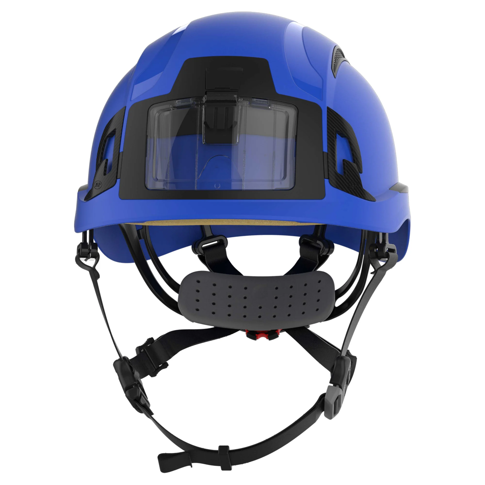JSP EVO ALTA Baseworker Safety Helmet - Wheel Ratchet - Vented - ID Card Holder - Blue - Image 2