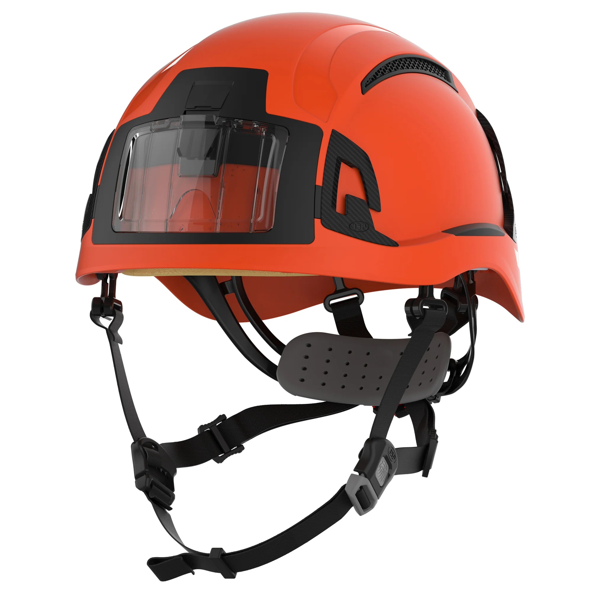 JSP EVO ALTA Baseworker Safety Helmet - Wheel Ratchet - Vented - ID Card Holder - Orange