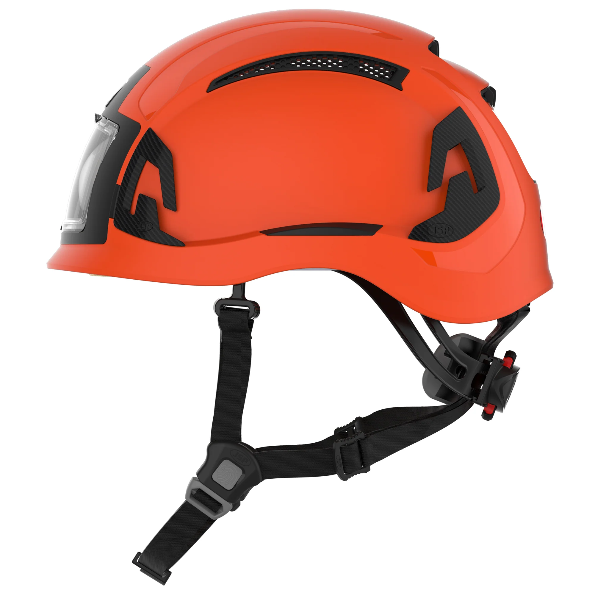 JSP EVO ALTA Baseworker Safety Helmet - Wheel Ratchet - Vented - ID Card Holder - Orange - Image 3