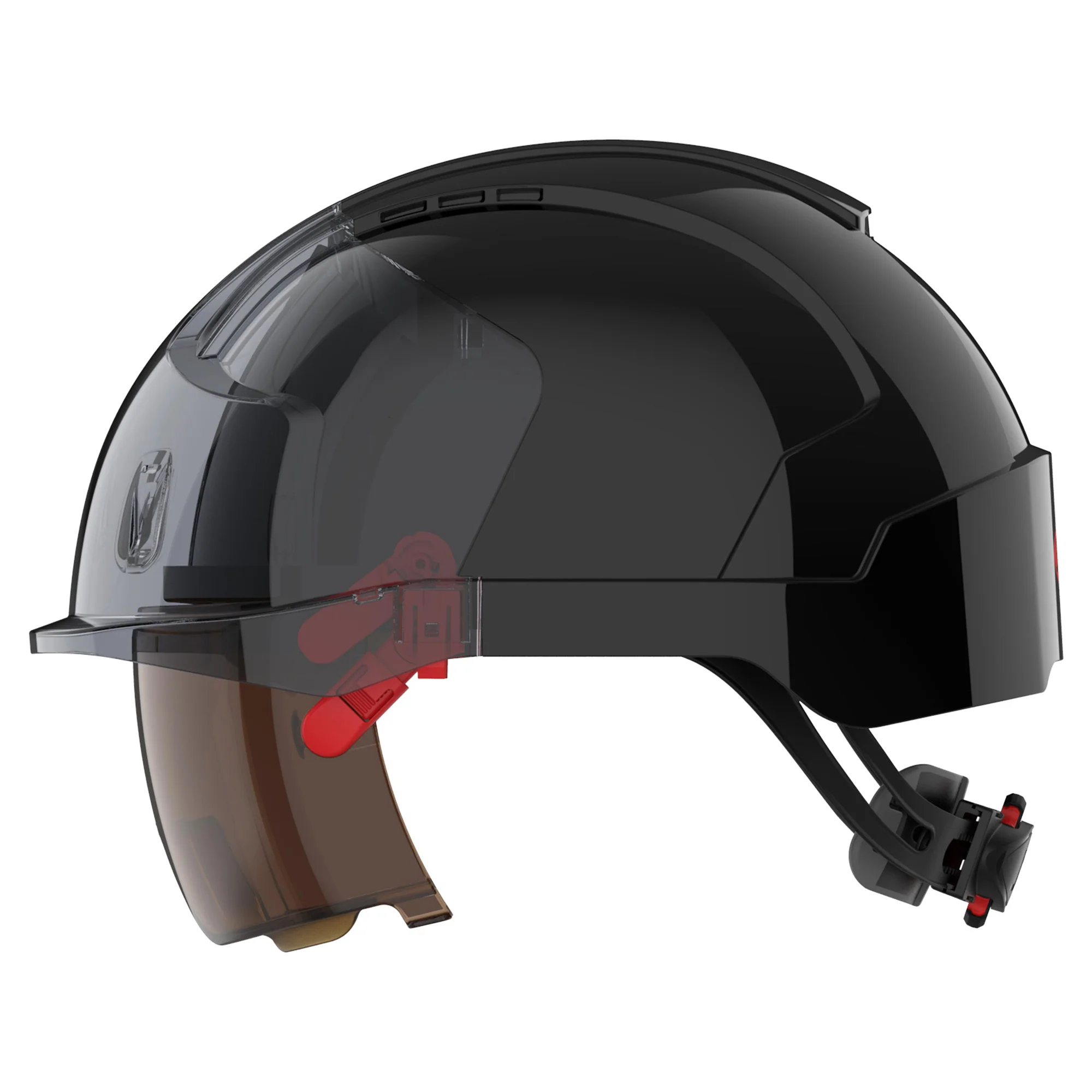 JSP EVO VISTAlens Safety Helmet - Indoor / Outdoor - Wheel Ratchet - Black / Smoke - Image 3