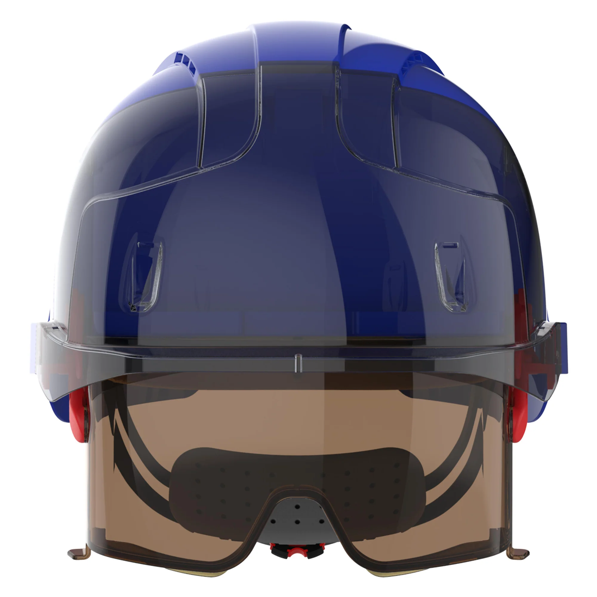 JSP EVO VISTAlens Safety Helmet - Indoor / Outdoor - Wheel Ratchet - Blue / Smoke - Image 2