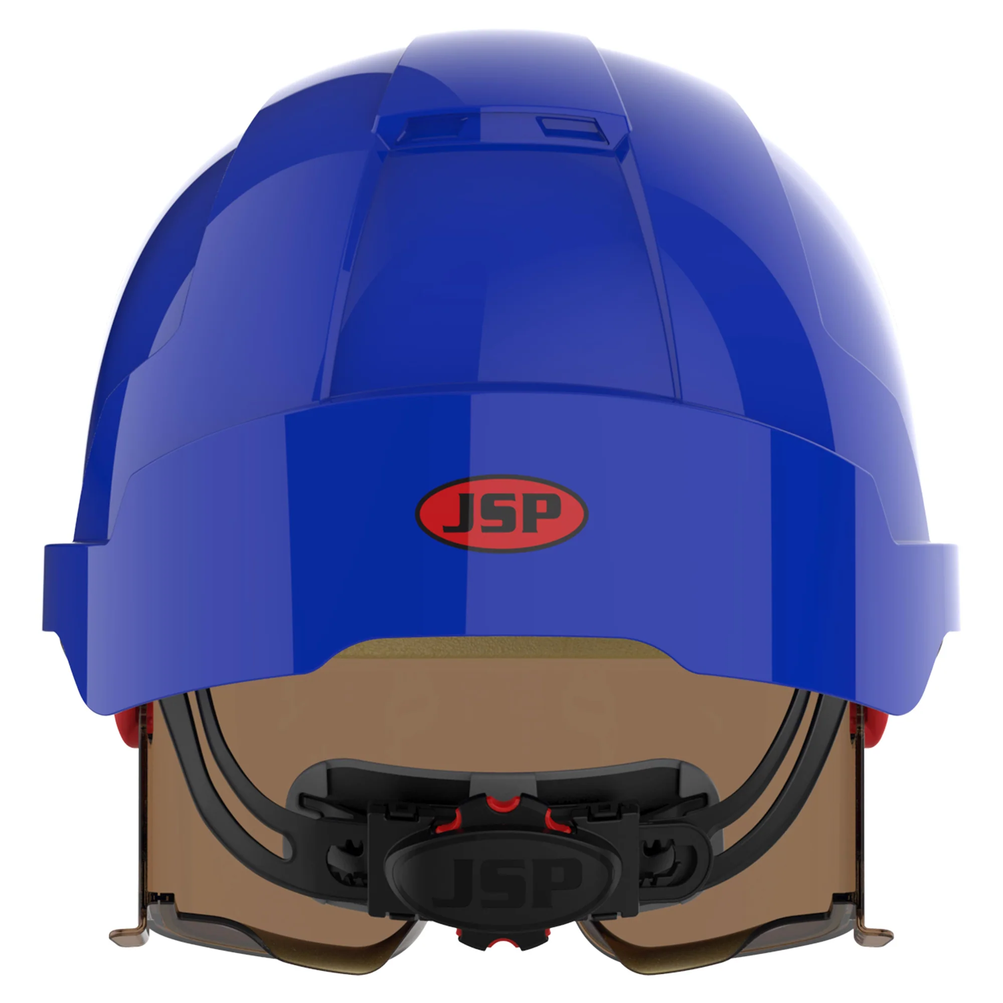 JSP EVO VISTAlens Safety Helmet - Indoor / Outdoor - Wheel Ratchet - Blue / Smoke - Image 4
