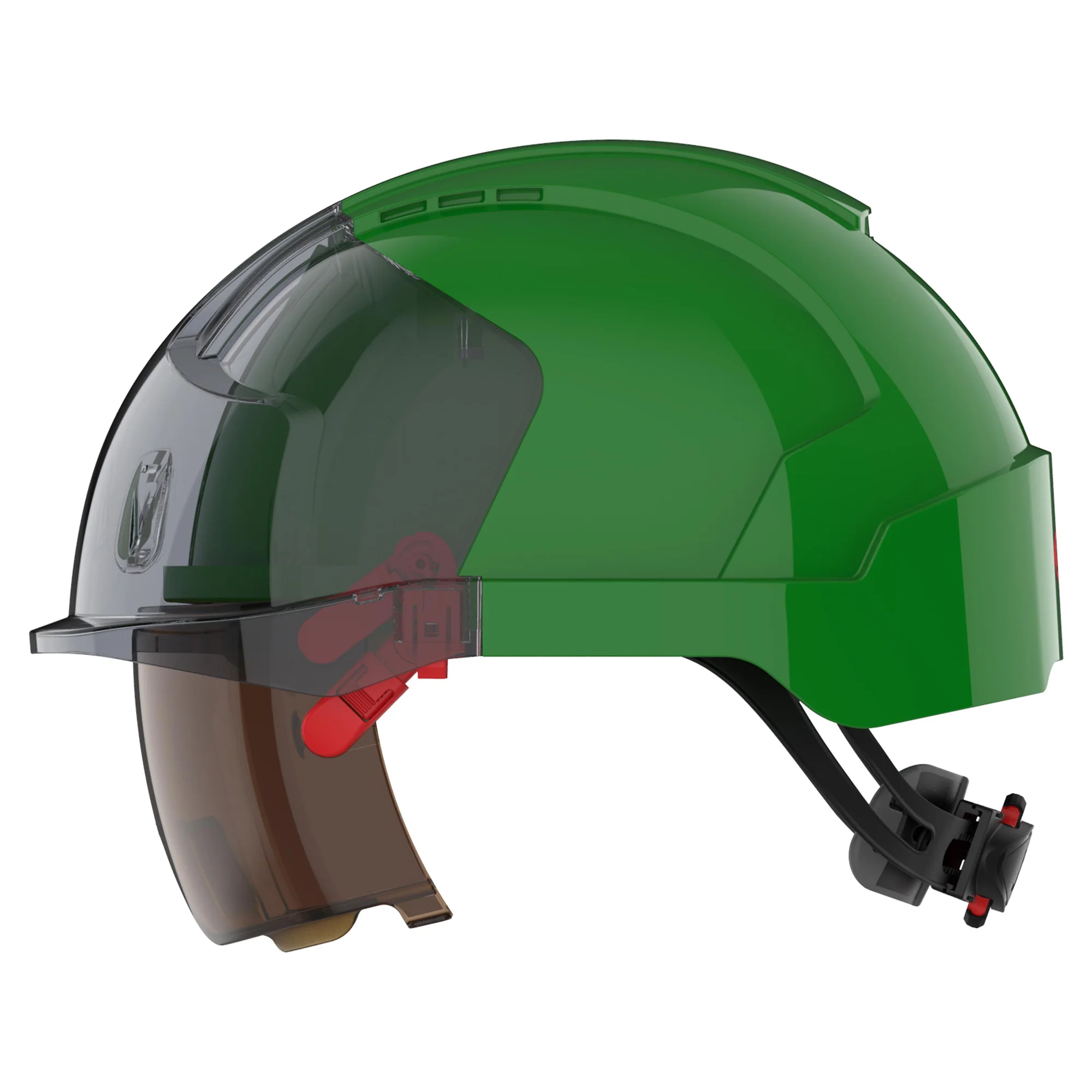 JSP EVO VISTAlens Safety Helmet - Indoor / Outdoor - Wheel Ratchet - Green / Smoke - Image 3