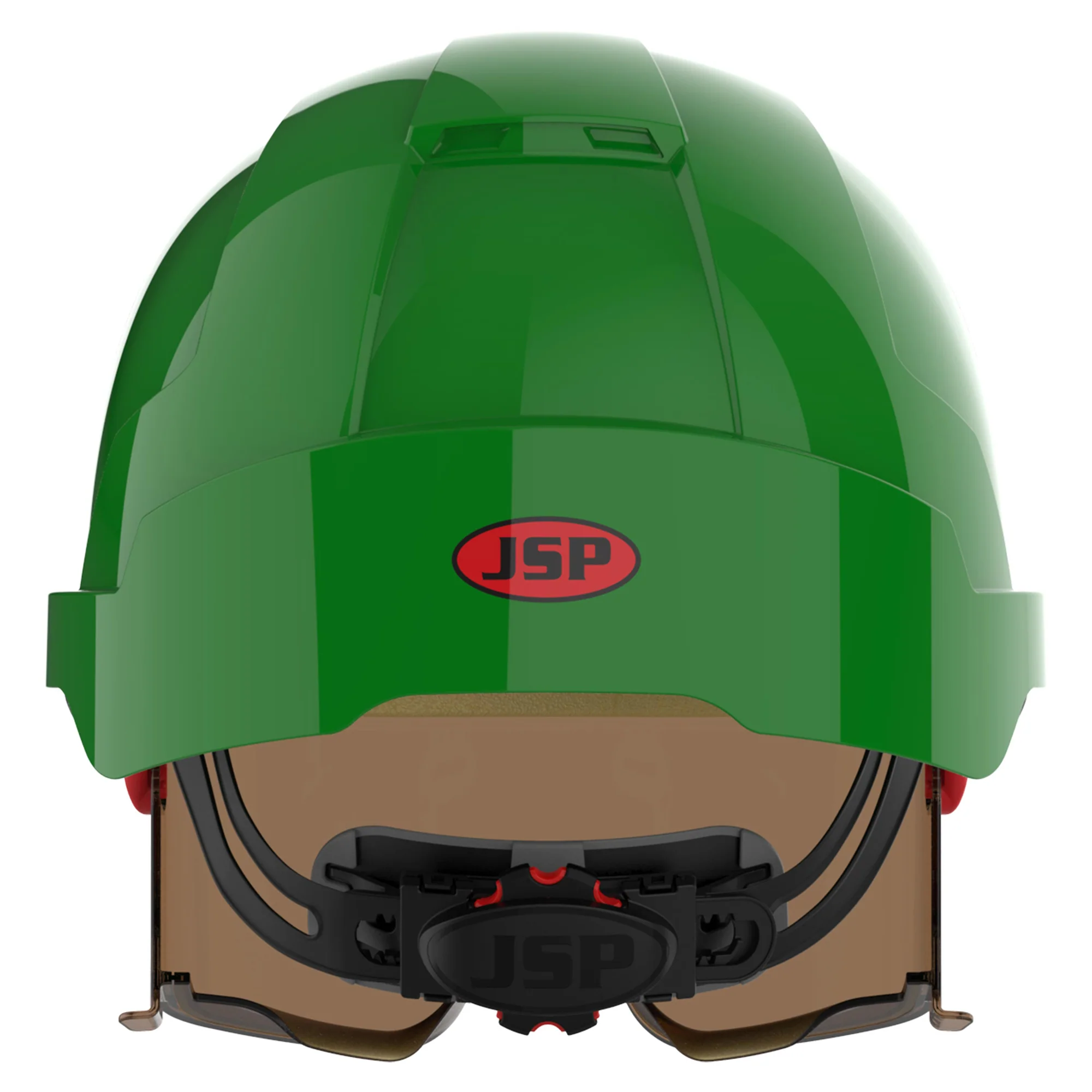 JSP EVO VISTAlens Safety Helmet - Indoor / Outdoor - Wheel Ratchet - Green / Smoke - Image 4