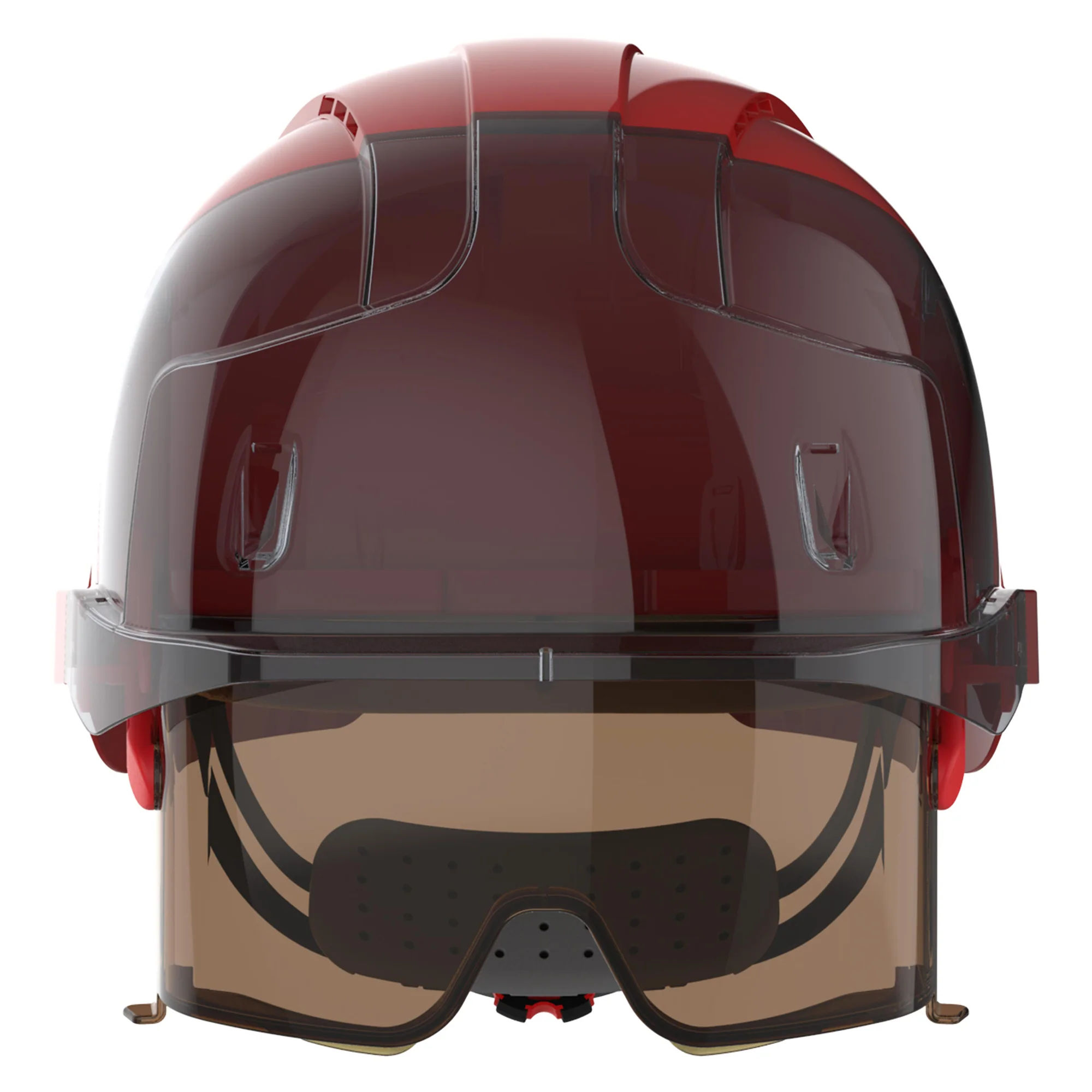 JSP EVO VISTAlens Safety Helmet - Indoor / Outdoor - Wheel Ratchet - Red / Smoke - Image 2