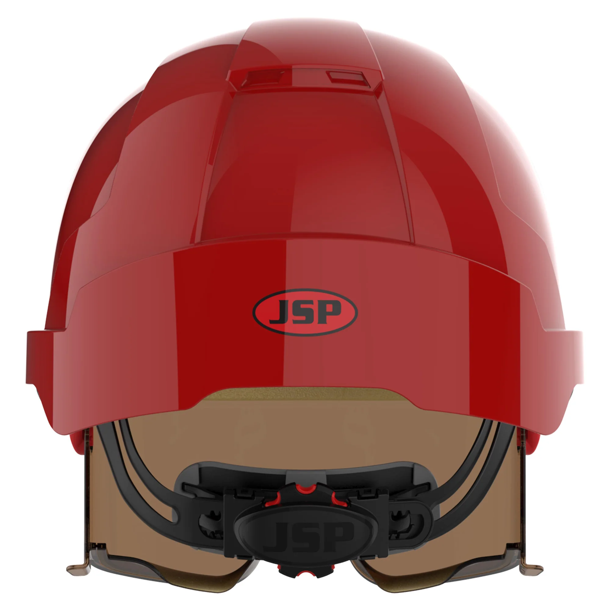 JSP EVO VISTAlens Safety Helmet - Indoor / Outdoor - Wheel Ratchet - Red / Smoke - Image 4