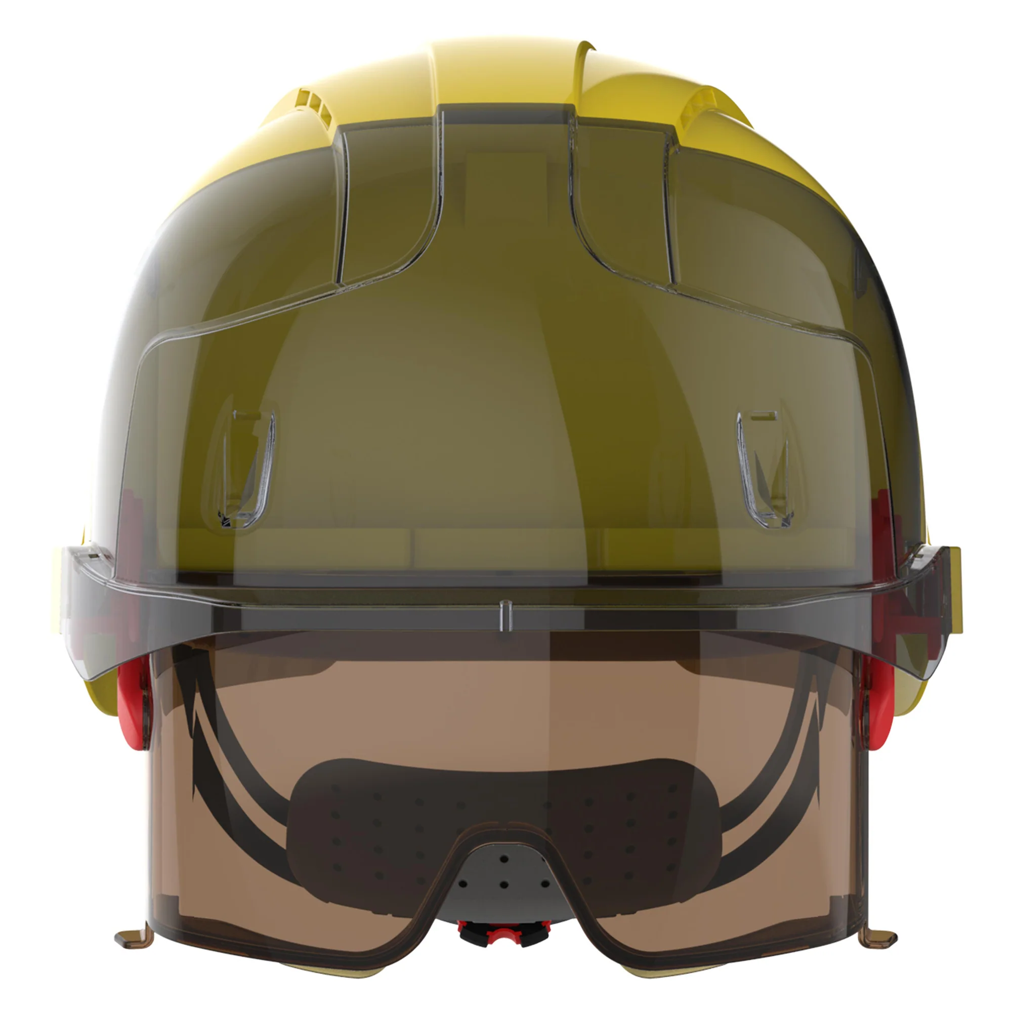 JSP EVO VISTAlens Safety Helmet - Indoor / Outdoor - Wheel Ratchet - Yellow / Smok - Image 2