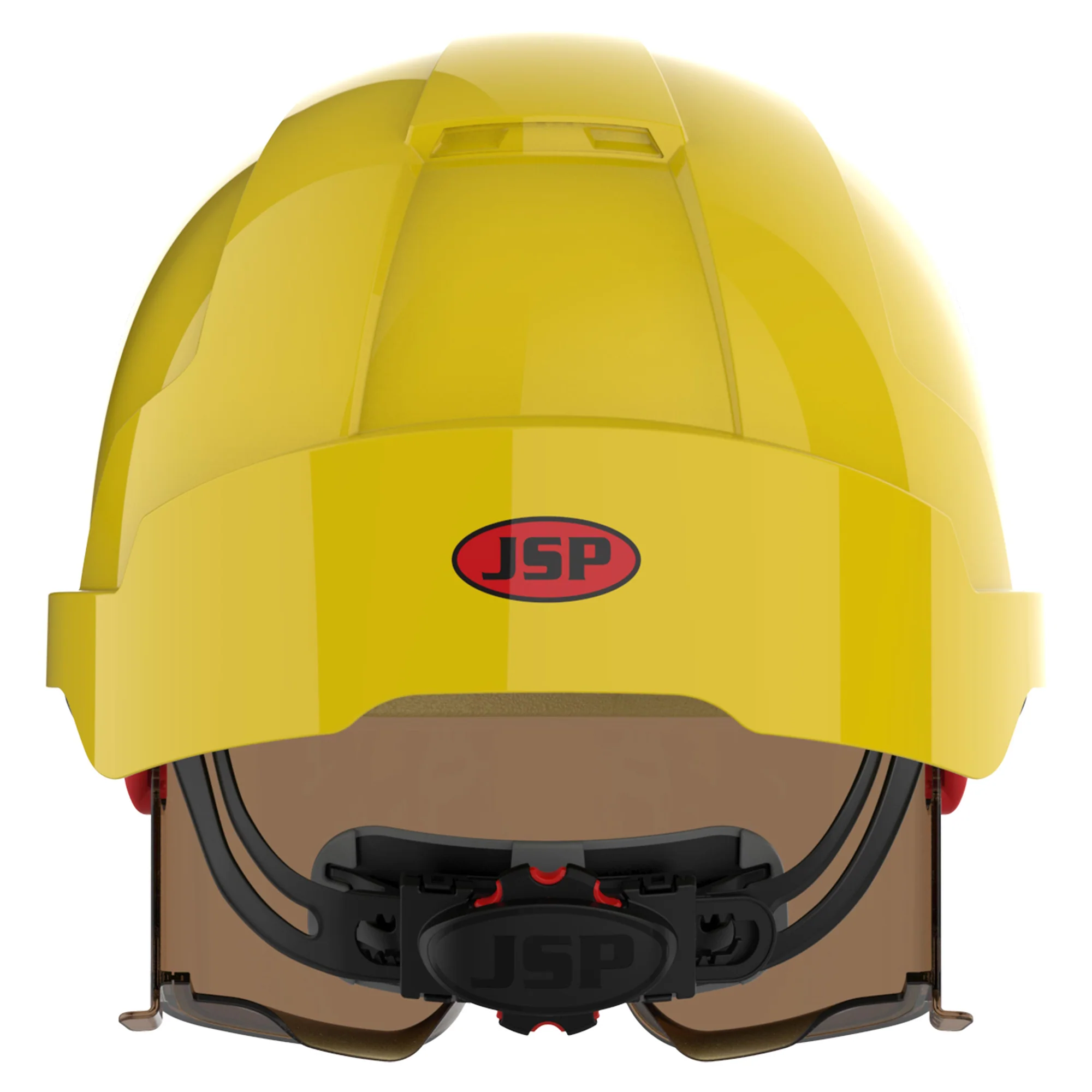 JSP EVO VISTAlens Safety Helmet - Indoor / Outdoor - Wheel Ratchet - Yellow / Smok - Image 4