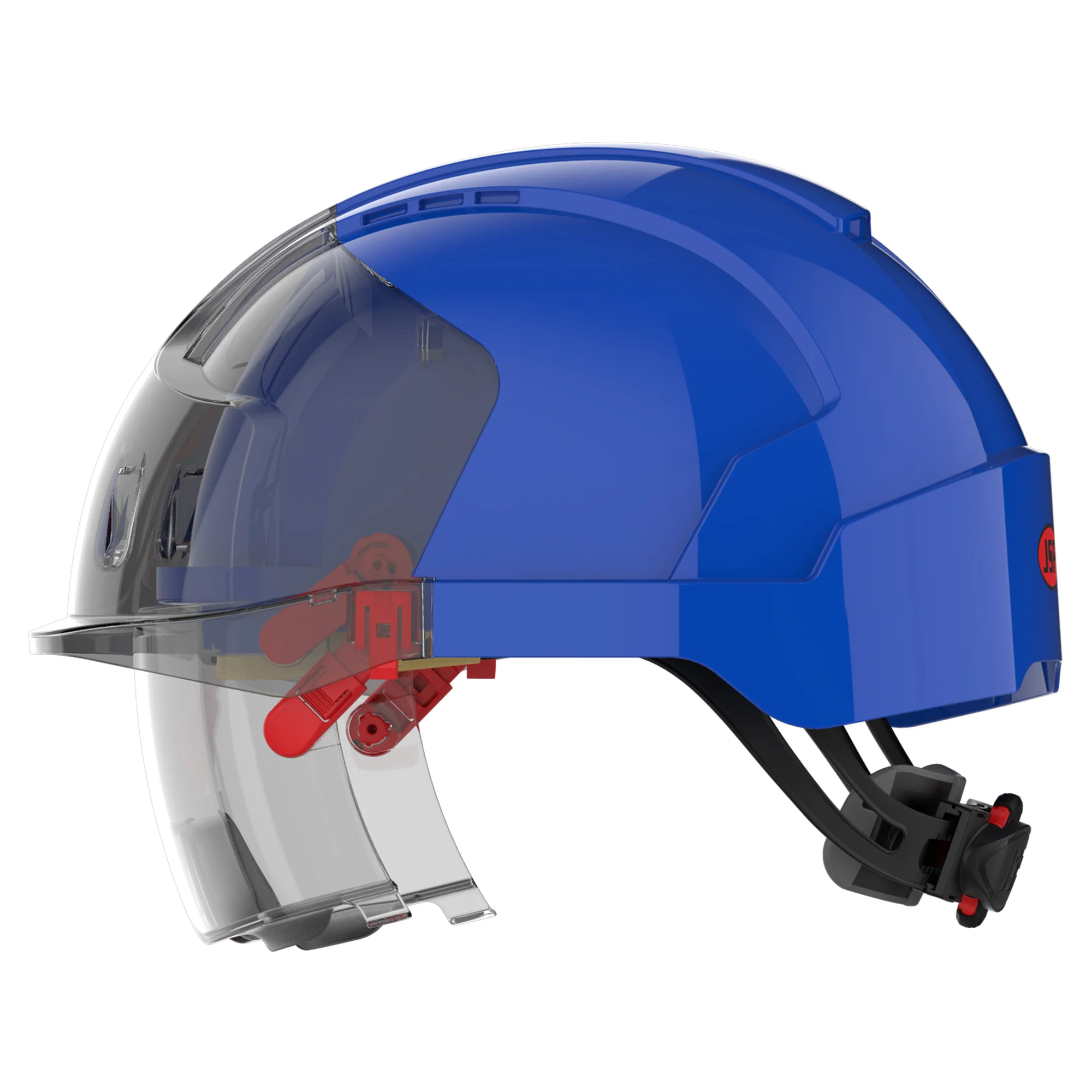 JSP EVO VISTAlens Safety Helmet with Integrated Eyewear - Blue / Smoke - Image 3