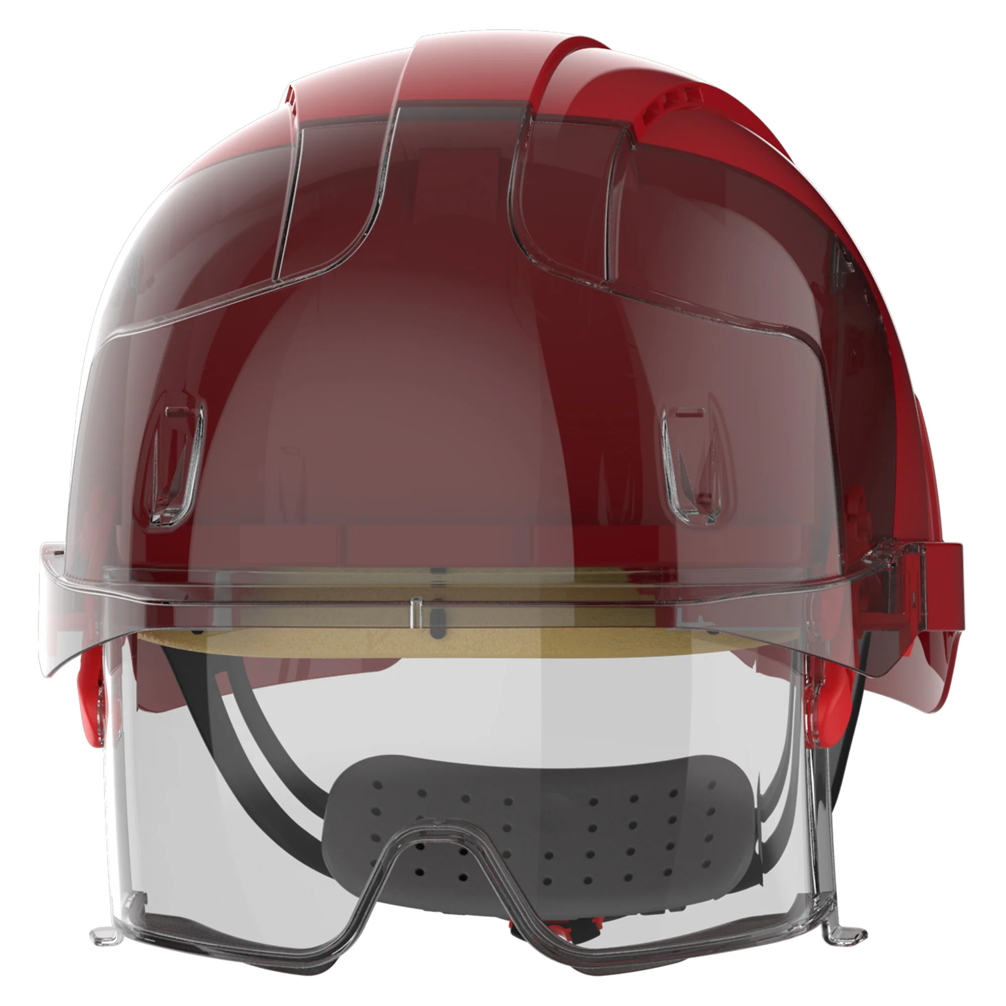 JSP EVO VISTAlens Safety Helmet with Integrated Eyewear - Red / Smoke - Image 2