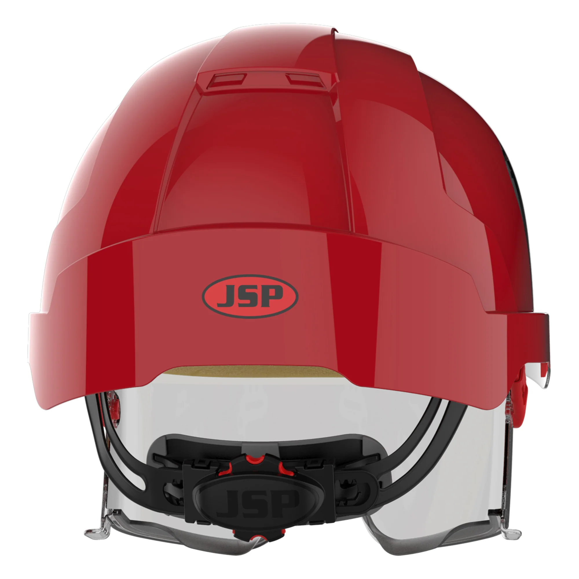 JSP EVO VISTAlens Safety Helmet with Integrated Eyewear - Red / Smoke - Image 4