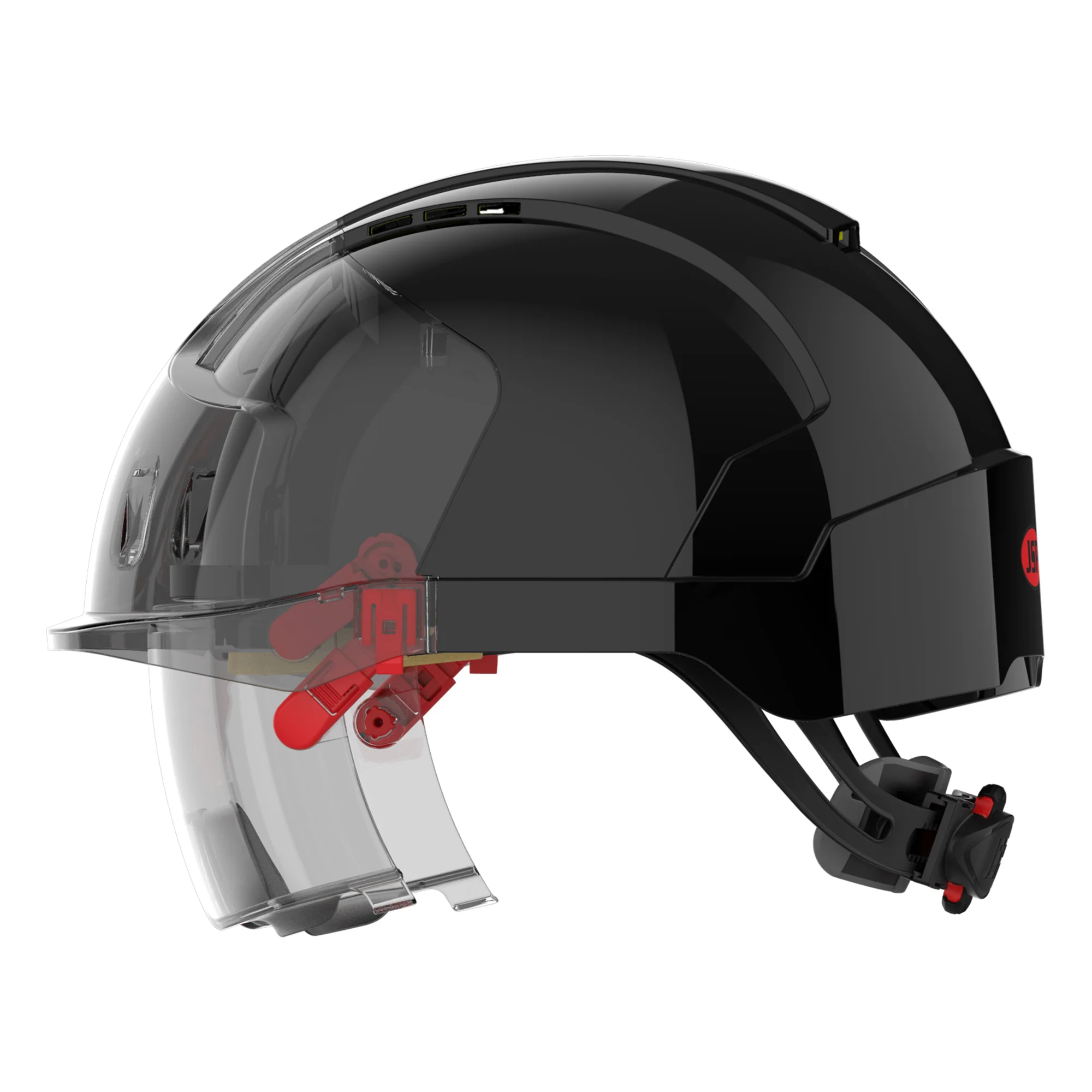 JSP EVO VISTAlens Safety Helmet with Integrated Eyewear - Vented - Black / Smoke - Image 3