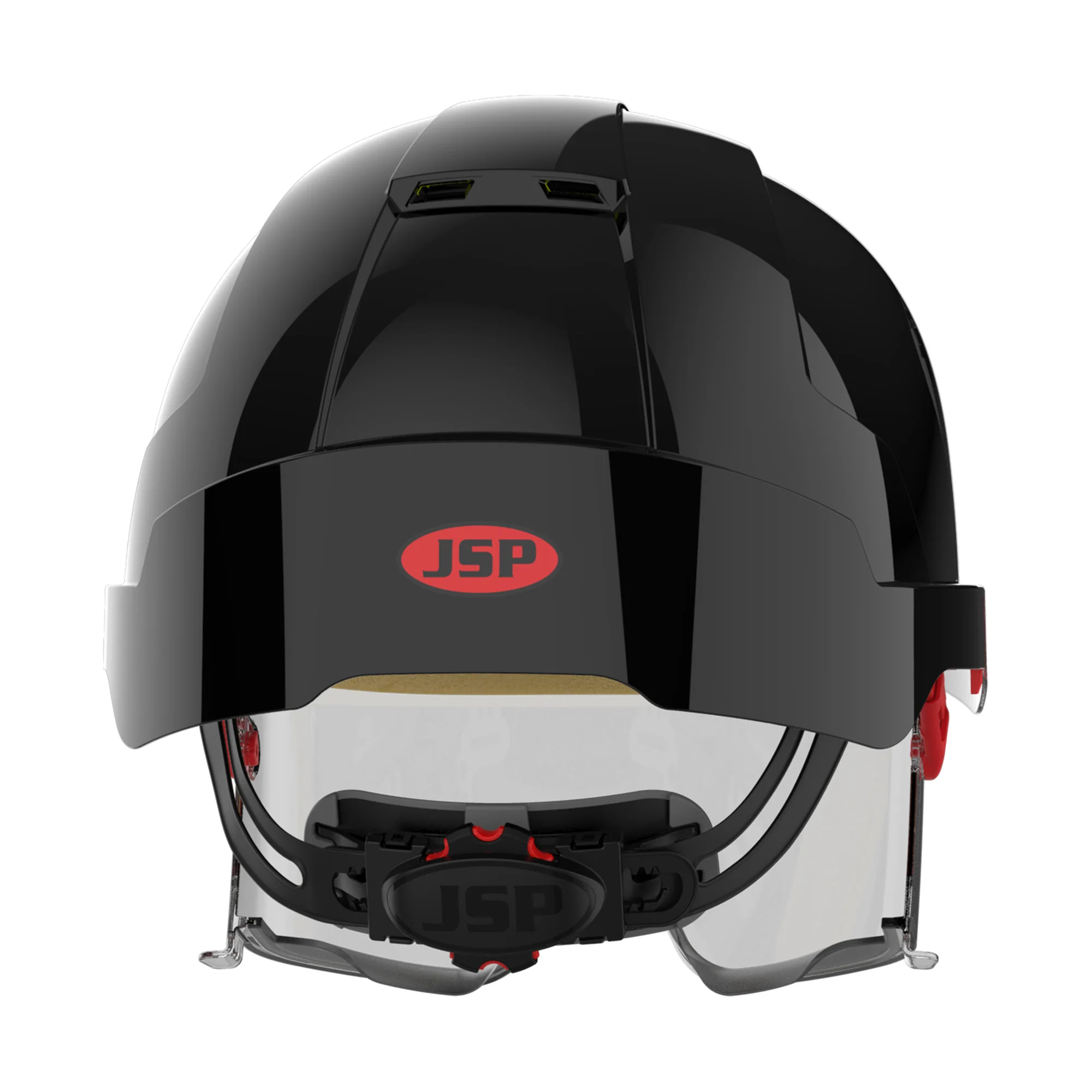 JSP EVO VISTAlens Safety Helmet with Integrated Eyewear - Vented - Black / Smoke - Image 4