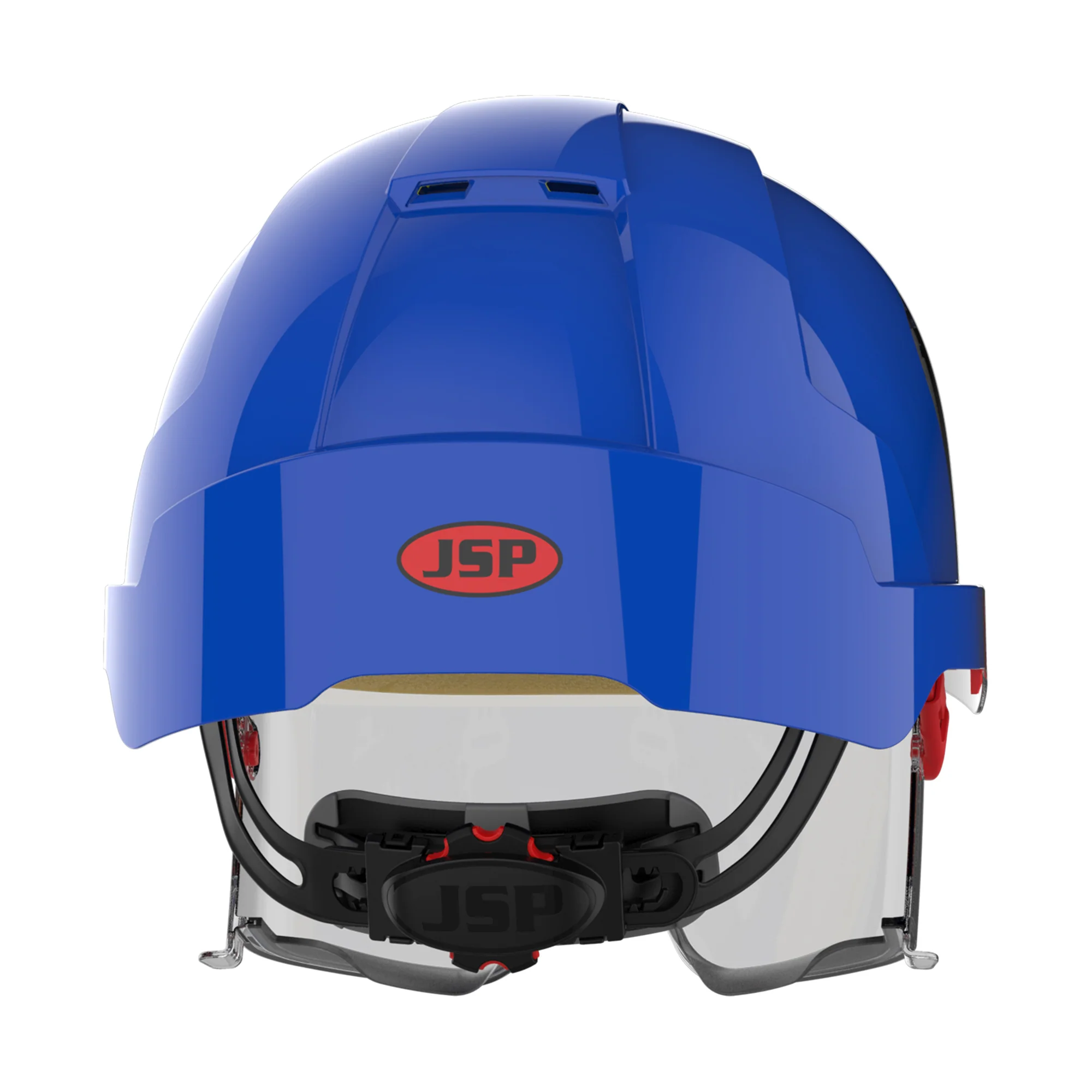 JSP EVO VISTAlens Safety Helmet with Integrated Eyewear - Vented - Blue / Smoke - Image 4