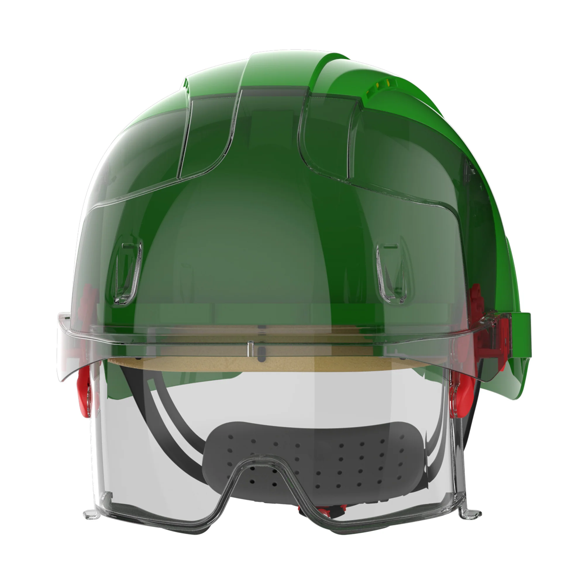 JSP EVO VISTAlens Safety Helmet with Integrated Eyewear - Vented - Green / Smoke - Image 2