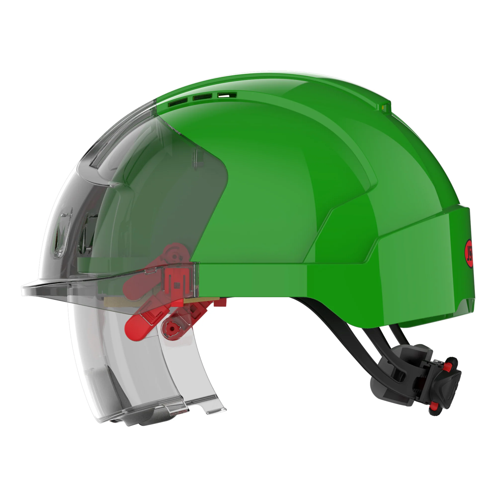 JSP EVO VISTAlens Safety Helmet with Integrated Eyewear - Vented - Green / Smoke - Image 3