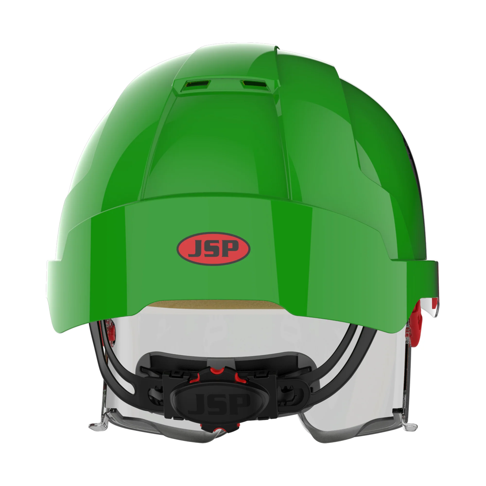 JSP EVO VISTAlens Safety Helmet with Integrated Eyewear - Vented - Green / Smoke - Image 4