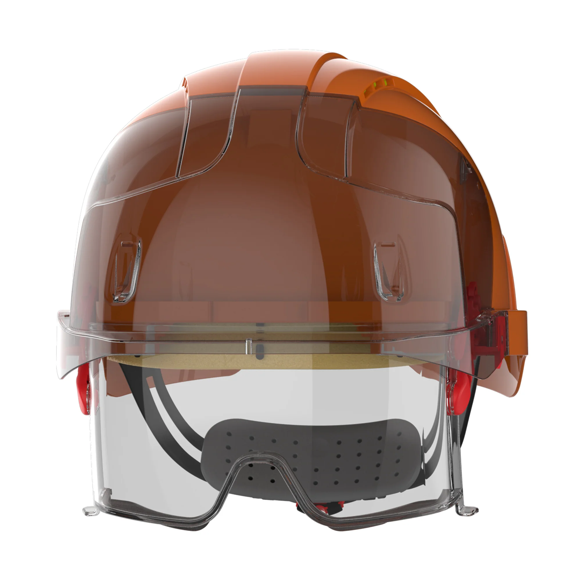 JSP EVO VISTAlens Safety Helmet with Integrated Eyewear - Vented - Orange / Smoke - Image 2