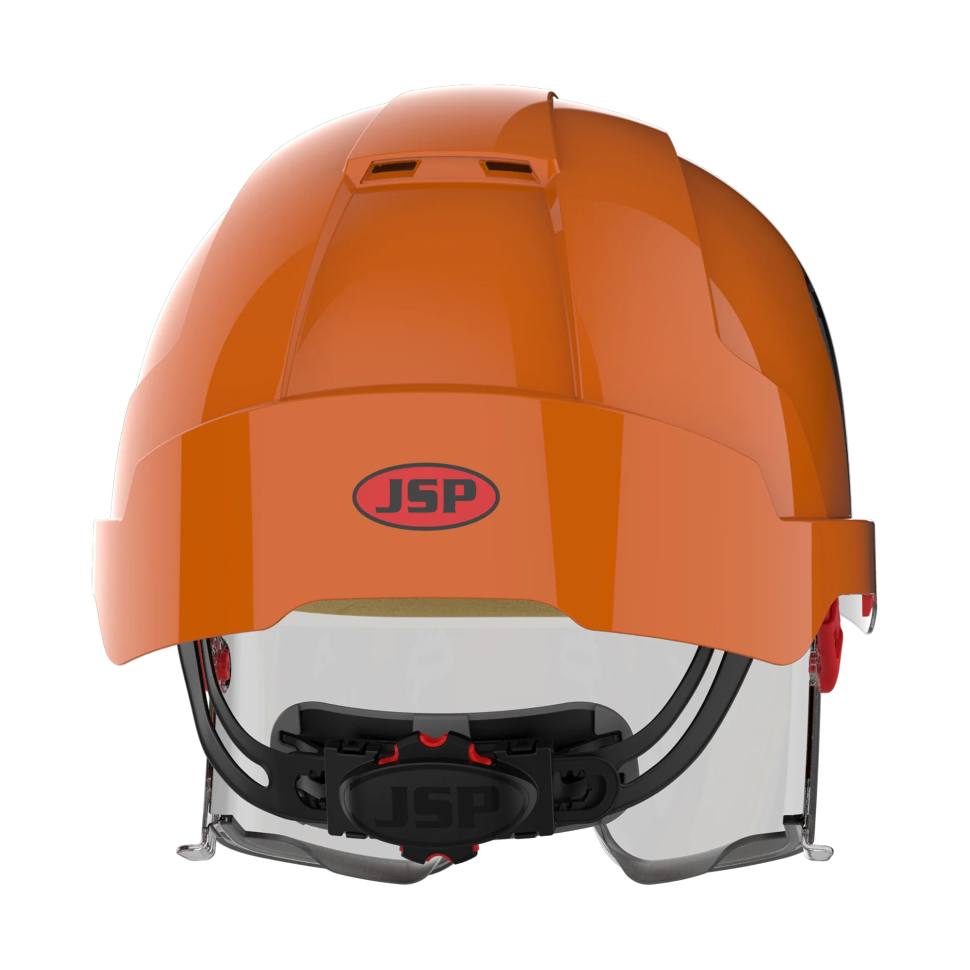 JSP EVO VISTAlens Safety Helmet with Integrated Eyewear - Vented - Orange / Smoke - Image 4