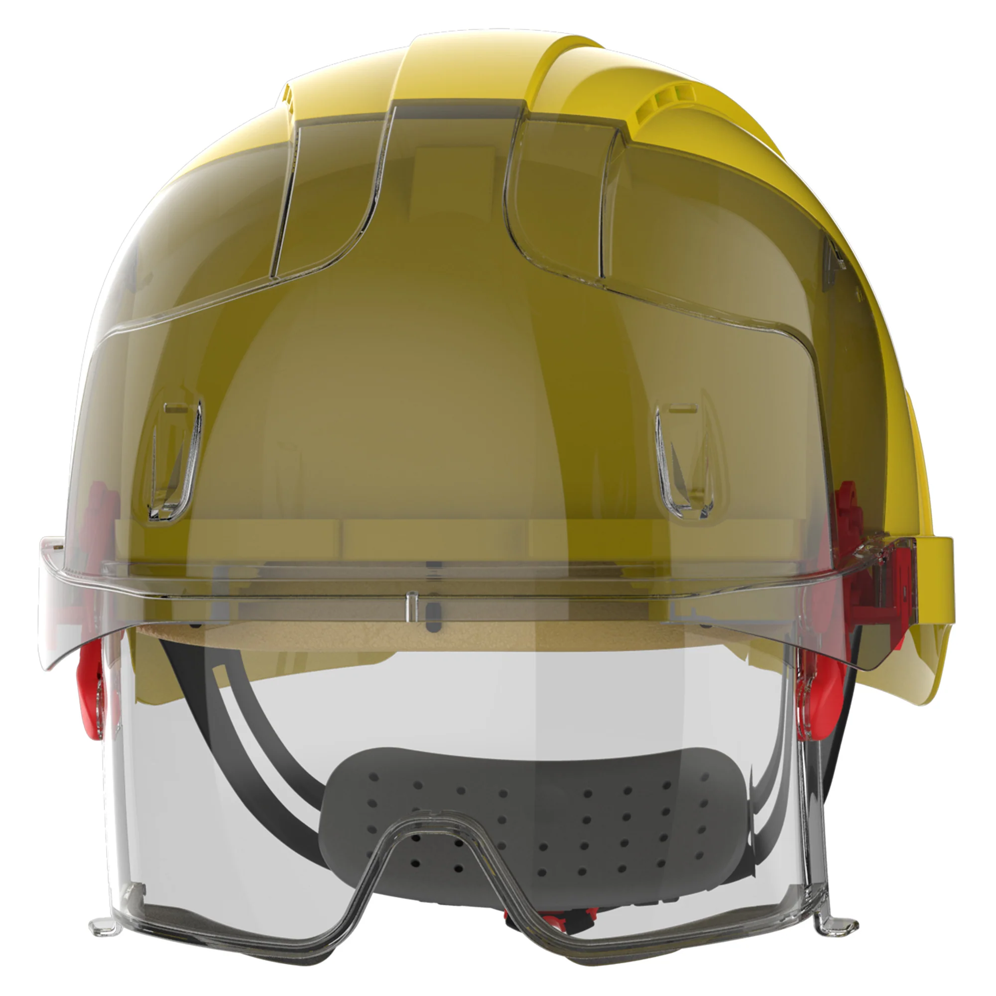 JSP EVO VISTAlens Safety Helmet with Integrated Eyewear - Vented - Yellow / Smoke - Image 2