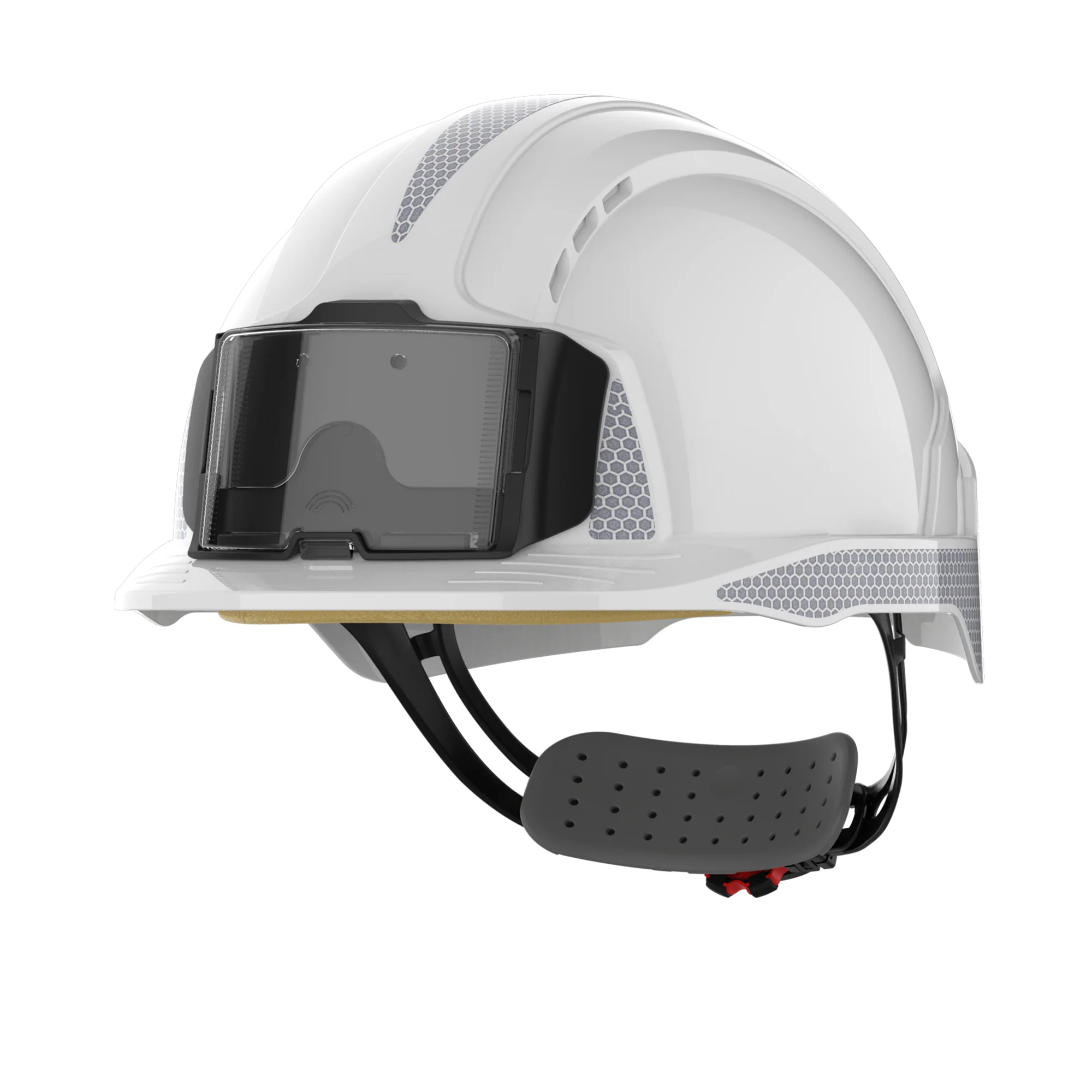 JSP EVOLite Safety Helmet - Reflective CR2 Decals and ID Card Holder / Lamp Bracket - White
