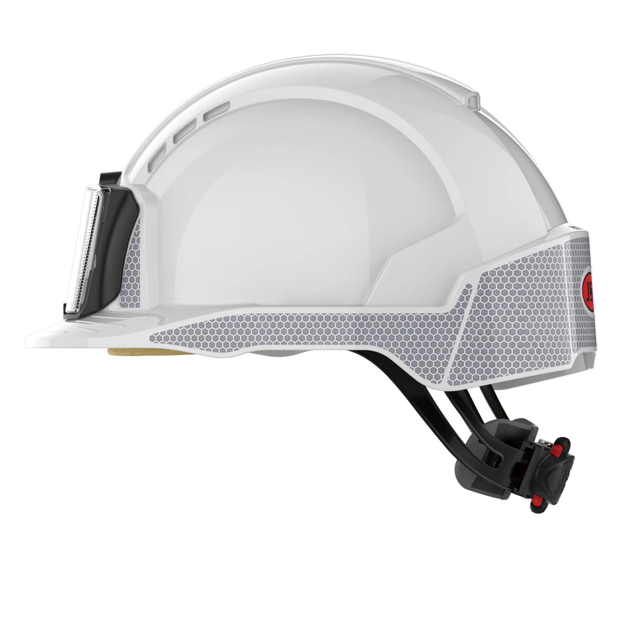 JSP EVOLite Safety Helmet - Reflective CR2 Decals and ID Card Holder / Lamp Bracket - White - Image 3