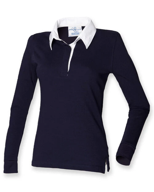 Front Row Ladies Long Sleeve Plain Rugby Shirt - FR101M - Image 2