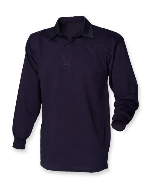 Front Row Long Sleeve Plain Rugby Shirt - FR100M - Image 2