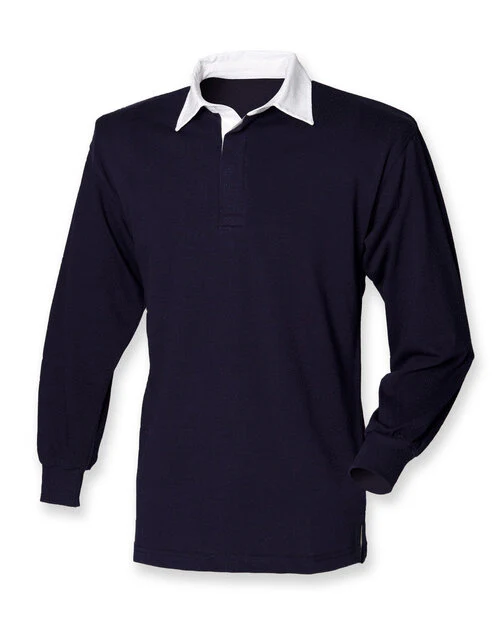 Front Row Long Sleeve Plain Rugby Shirt - FR100M - Image 3