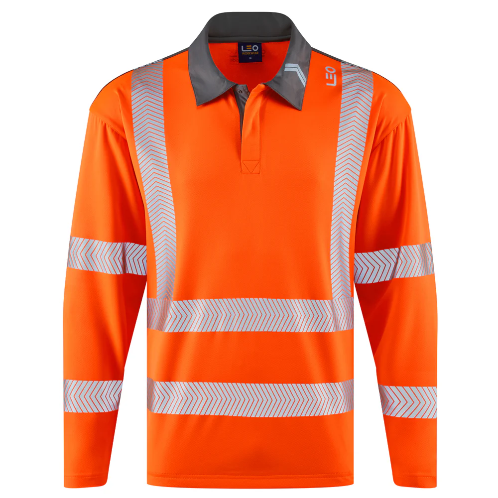 Leo Workwear Georgeham Leo Ecoviz Coolmax High Performance Sleeved Polo Shirt - Image 3
