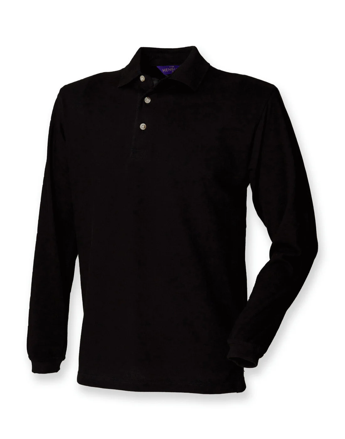 Henbury Long Sleeve Cotton Pique Polo Shirt - Image 3