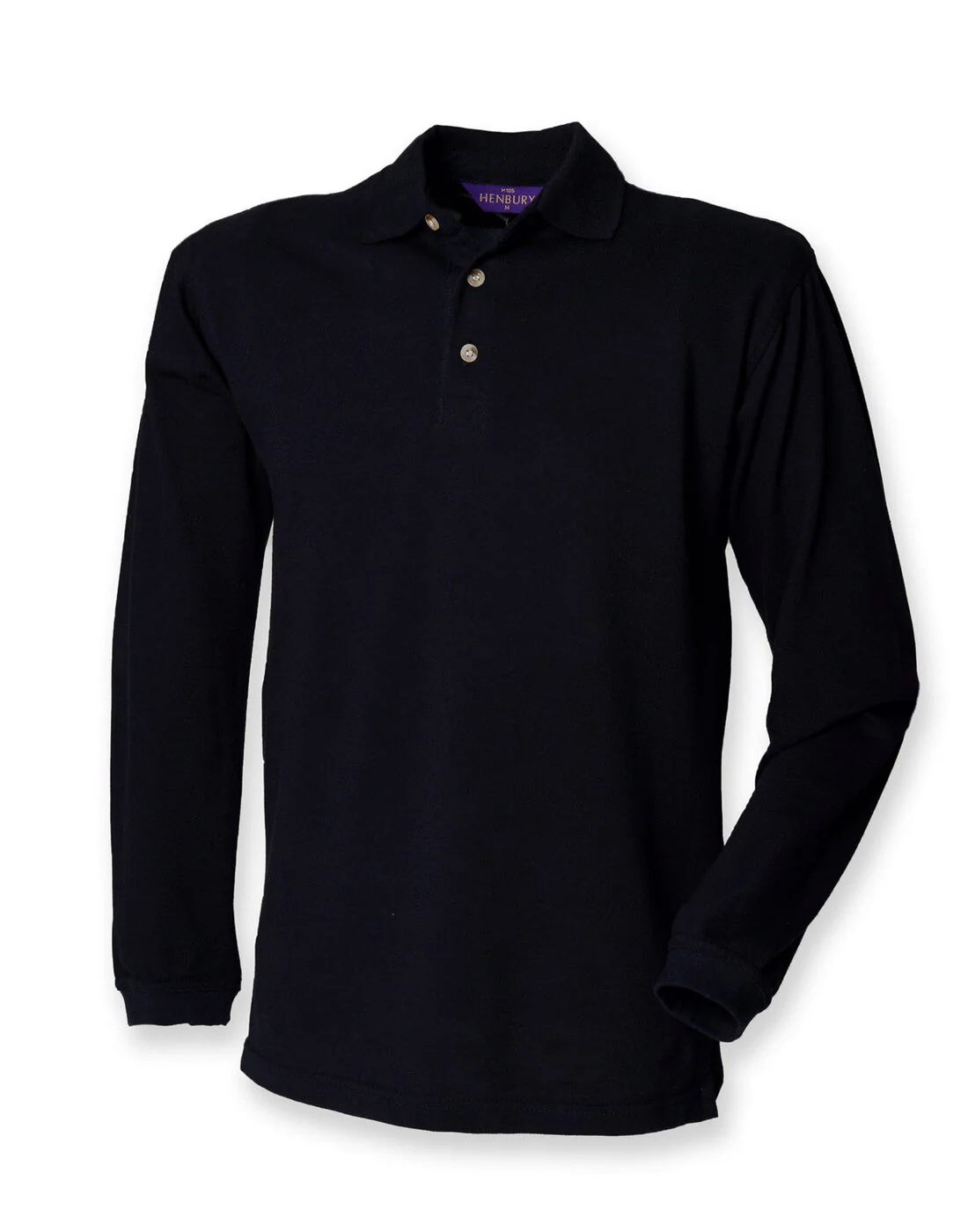 Henbury Long Sleeve Cotton Pique Polo Shirt - Image 4