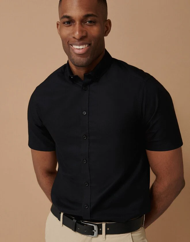Henbury Mens Short Sleeve Modern Oxford Shirt - Slim Fit - Image 2