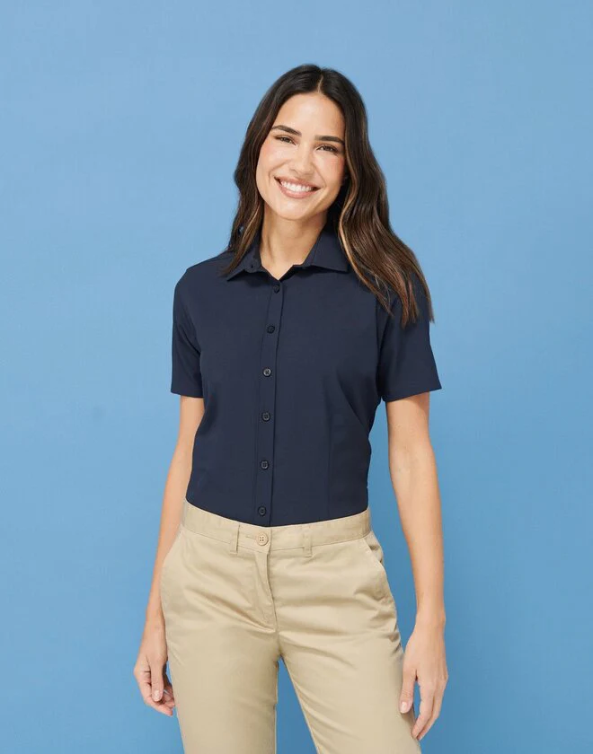 Henbury Ladies Wicking Anti-Bacterial Polyester Quick Dry Short Sleeve Shirt - Image 5