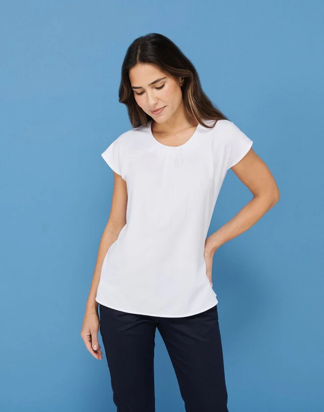 Henbury Ladies Pleat Front Short Sleeve Blouse - Image 3