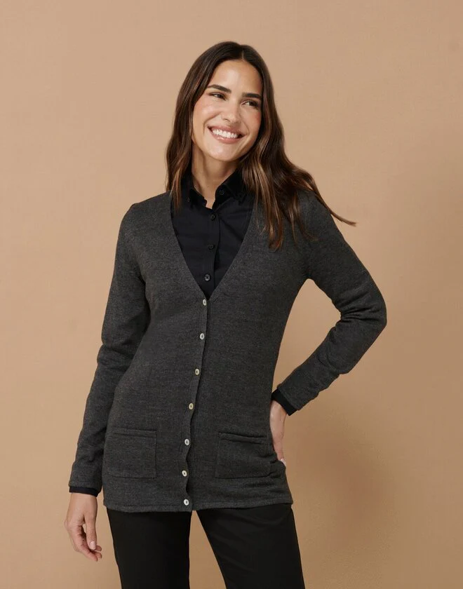 Henbury Ladies V Button Cardigan - Image 5