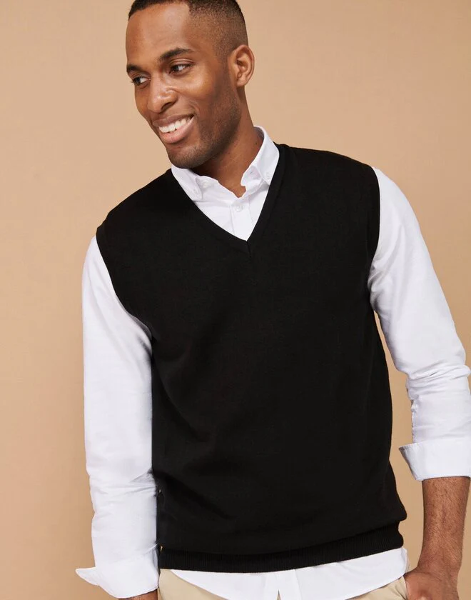 Henbury Lightweight Sleeveless V-Neck Jumper - Image 3