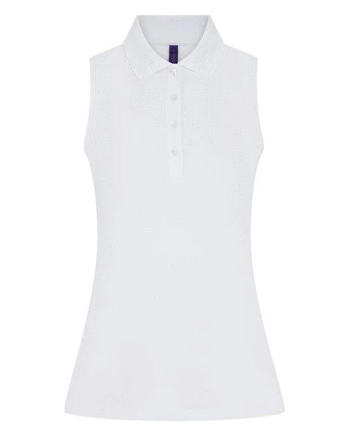 Henbury Ladies Sleeveless Polo Shirt - Image 3