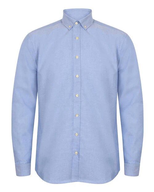 Henbury Mens Modern Long Sleeved Oxford Shirt - Classic Fit - Image 2